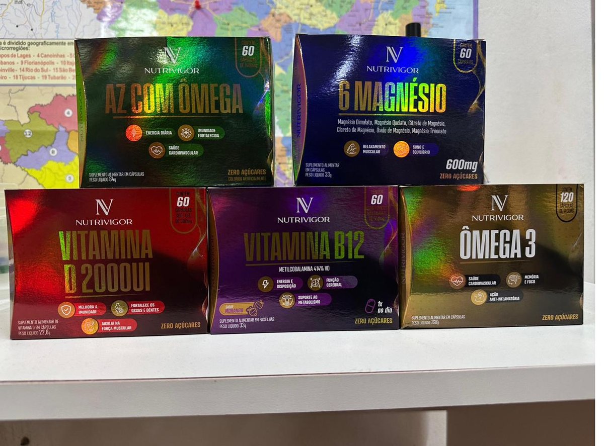 Linha Nutrivigor — AZ com Ômega, 6 Magnésio, Vitamina D 2000UI, Vitamina B12 e Ômega 3